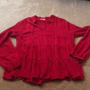 Naked Zebra Red Peplum Blouse